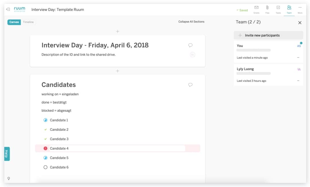 screenshot of SAP Ruum